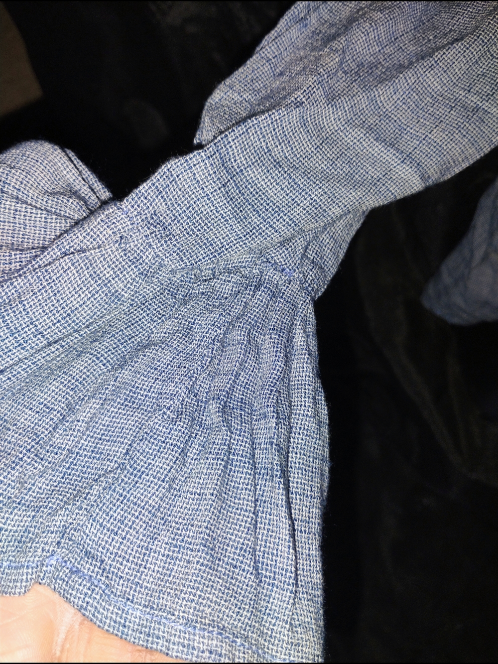 Light Blue Textured Bell Sleeve Blouse - Picture 4 of 4